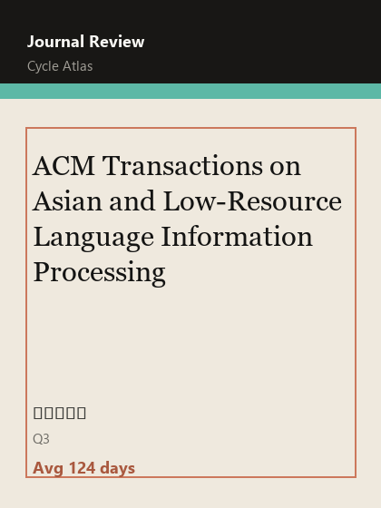 ACM Transactions on Asian and Low-Resource Language Information Processing 期刊封面