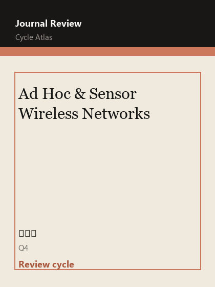 Ad Hoc & Sensor Wireless Networks 期刊封面