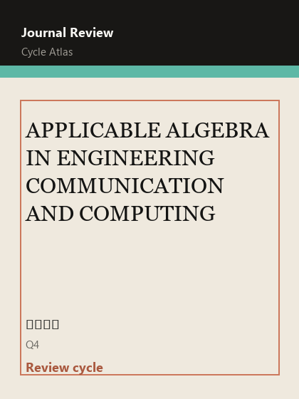 APPLICABLE ALGEBRA IN ENGINEERING COMMUNICATION AND COMPUTING 期刊封面