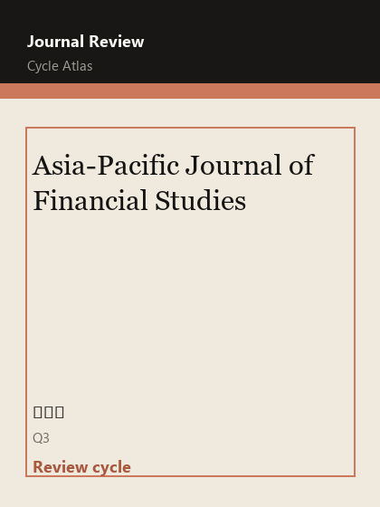 Asia-Pacific Journal of Financial Studies 期刊封面