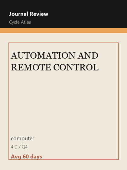 AUTOMATION AND REMOTE CONTROL 期刊封面