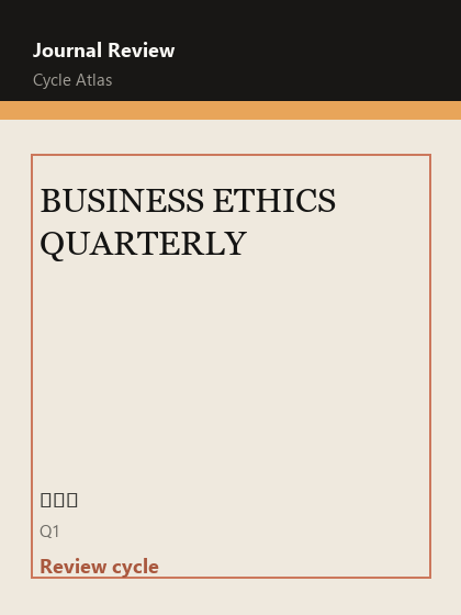 BUSINESS ETHICS QUARTERLY 期刊封面