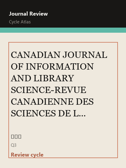 CANADIAN JOURNAL OF INFORMATION AND LIBRARY SCIENCE-REVUE CANADIENNE DES SCIENCES DE L INFORMATION ET DE BIBLIOTHECONOMIE 期刊封面