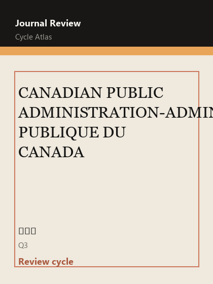 CANADIAN PUBLIC ADMINISTRATION-ADMINISTRATION PUBLIQUE DU CANADA 期刊封面