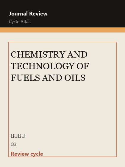 CHEMISTRY AND TECHNOLOGY OF FUELS AND OILS 期刊封面