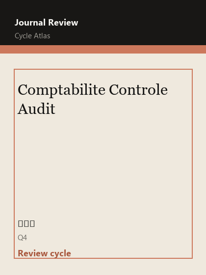 Comptabilite Controle Audit 期刊封面
