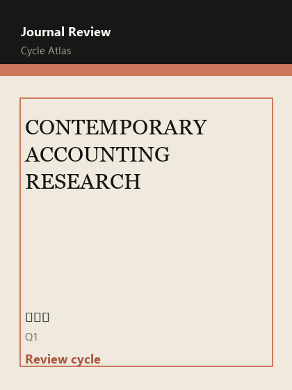 CONTEMPORARY ACCOUNTING RESEARCH 期刊封面