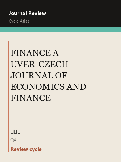 FINANCE A UVER-CZECH JOURNAL OF ECONOMICS AND FINANCE 期刊封面