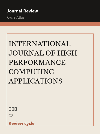 INTERNATIONAL JOURNAL OF HIGH PERFORMANCE COMPUTING APPLICATIONS 期刊封面