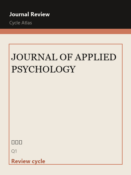 JOURNAL OF APPLIED PSYCHOLOGY 期刊封面