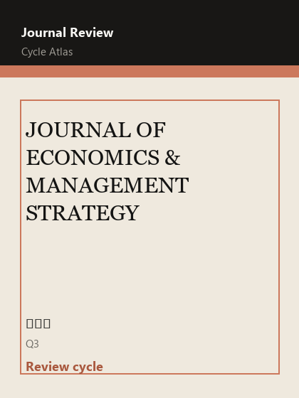 JOURNAL OF ECONOMICS & MANAGEMENT STRATEGY 期刊封面