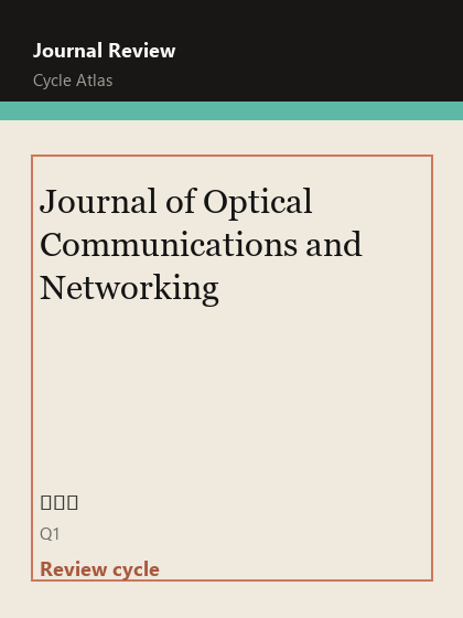 Journal of Optical Communications and Networking 期刊封面