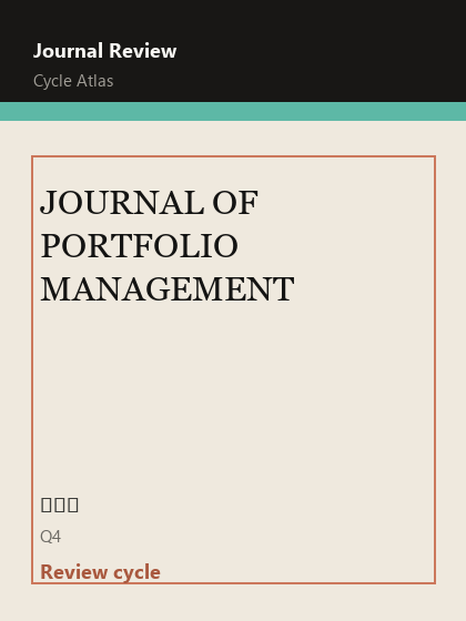 JOURNAL OF PORTFOLIO MANAGEMENT 期刊封面