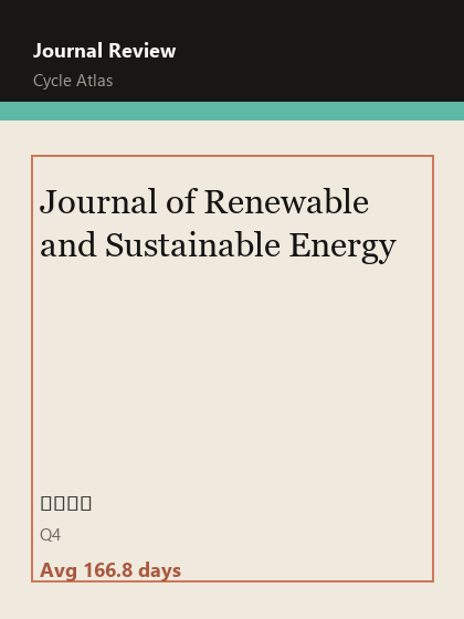 Journal of Renewable and Sustainable Energy 期刊封面