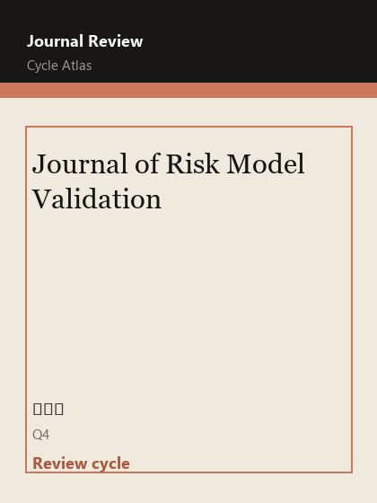 Journal of Risk Model Validation 期刊封面
