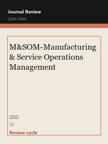 M&SOM-Manufacturing & Service Operations Management 期刊封面