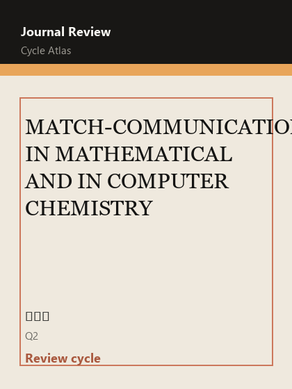 MATCH-COMMUNICATIONS IN MATHEMATICAL AND IN COMPUTER CHEMISTRY 期刊封面