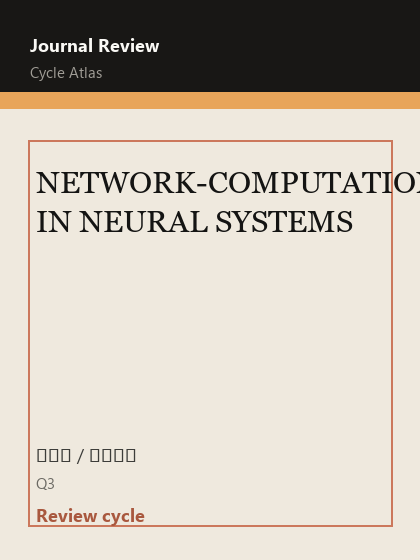 NETWORK-COMPUTATION IN NEURAL SYSTEMS 期刊封面