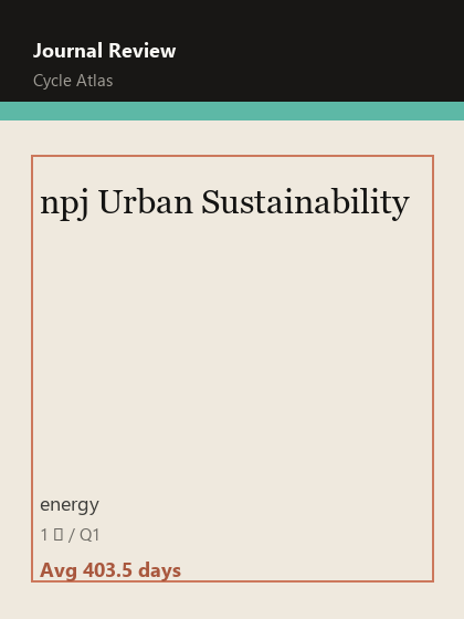 npj Urban Sustainability 期刊封面