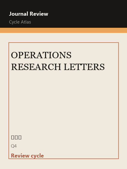 OPERATIONS RESEARCH LETTERS 期刊封面