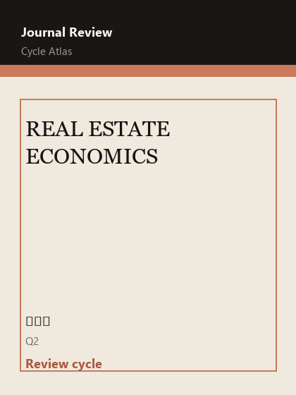 REAL ESTATE ECONOMICS 期刊封面