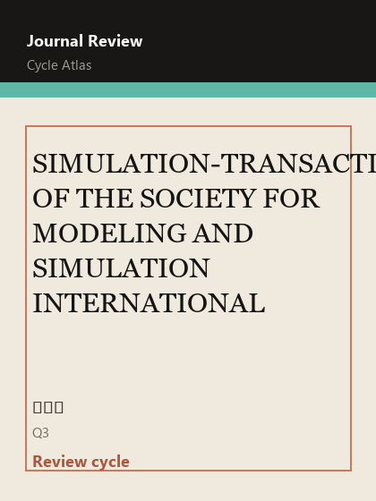 SIMULATION-TRANSACTIONS OF THE SOCIETY FOR MODELING AND SIMULATION INTERNATIONAL 期刊封面
