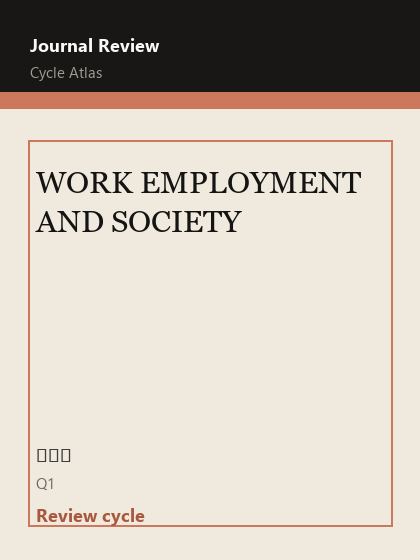 WORK EMPLOYMENT AND SOCIETY 期刊封面
