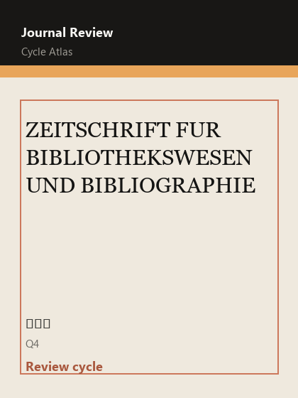 ZEITSCHRIFT FUR BIBLIOTHEKSWESEN UND BIBLIOGRAPHIE 期刊封面