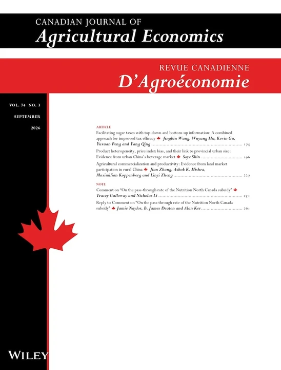 CANADIAN JOURNAL OF AGRICULTURAL ECONOMICS-REVUE CANADIENNE D AGROECONOMIE 期刊封面