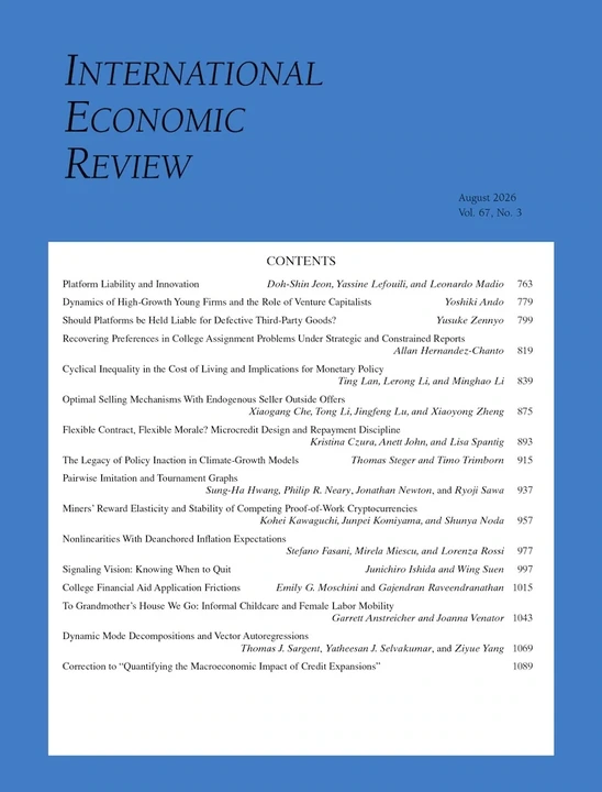 INTERNATIONAL ECONOMIC REVIEW journal cover