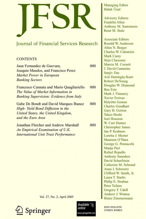 JOURNAL OF FINANCIAL SERVICES RESEARCH journal cover