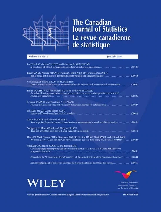 CANADIAN JOURNAL OF STATISTICS-REVUE CANADIENNE DE STATISTIQUE 期刊封面
