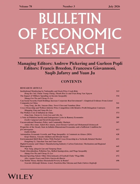 BULLETIN OF ECONOMIC RESEARCH journal cover