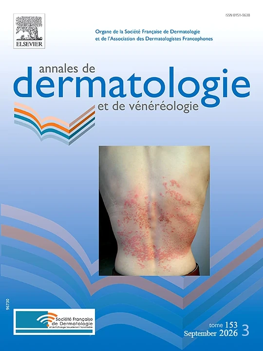 ANNALES DE DERMATOLOGIE ET DE VENEREOLOGIE 期刊封面