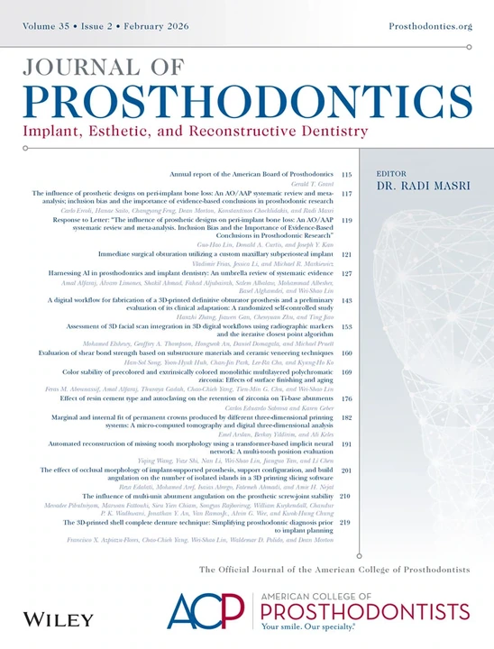 Journal of Prosthodontics-Implant Esthetic and Reconstructive Dentistry journal cover