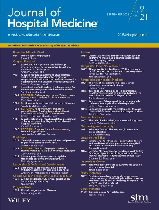 Journal of Hospital Medicine 期刊封面