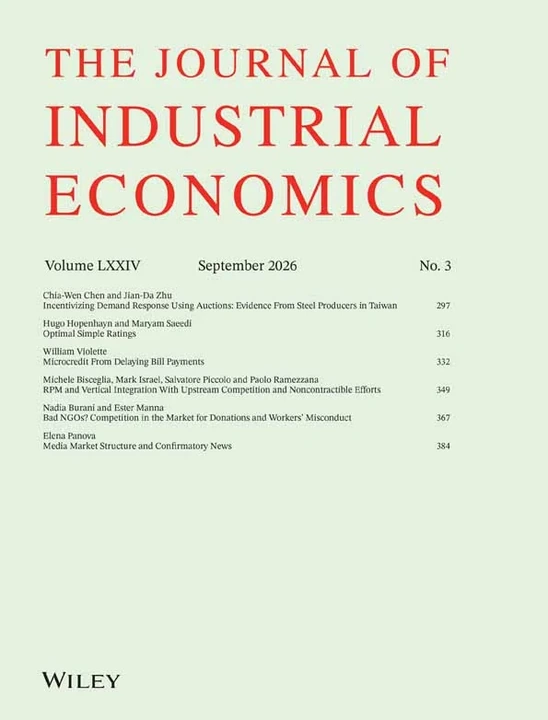 JOURNAL OF INDUSTRIAL ECONOMICS journal cover