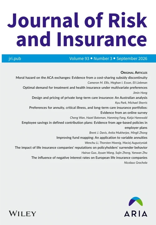 JOURNAL OF RISK AND INSURANCE 期刊封面
