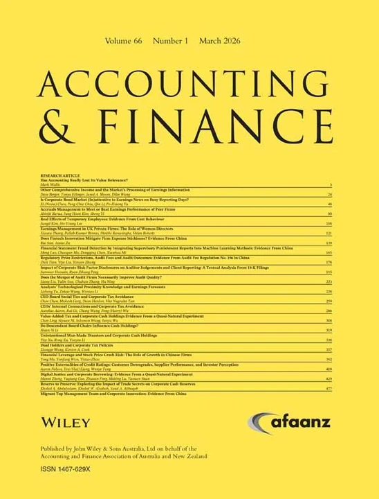 Accounting and Finance journal cover