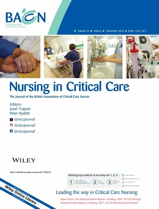 Nursing in Critical Care journal cover