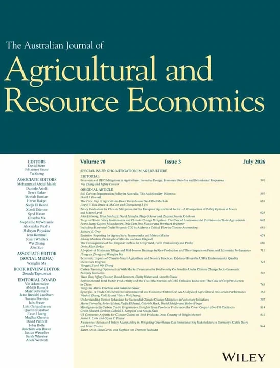 AUSTRALIAN JOURNAL OF AGRICULTURAL AND RESOURCE ECONOMICS 期刊封面