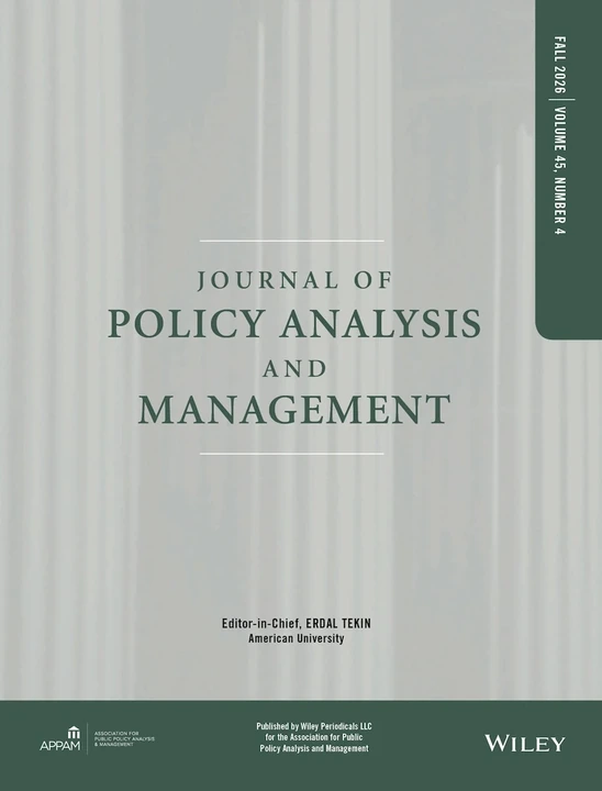 JOURNAL OF POLICY ANALYSIS AND MANAGEMENT journal cover