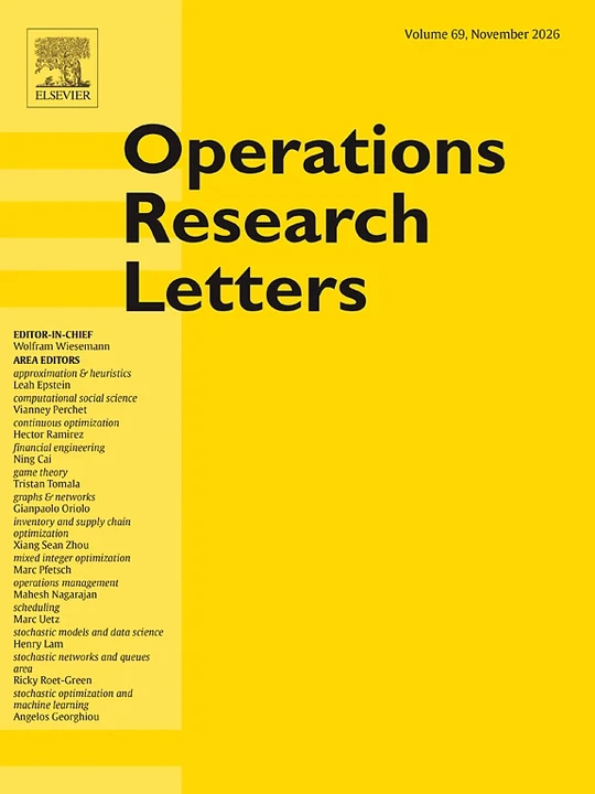 OPERATIONS RESEARCH LETTERS 期刊封面