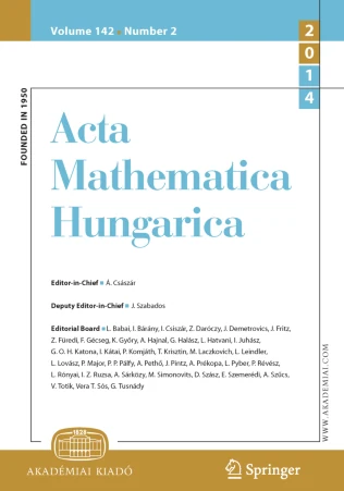 ACTA MATHEMATICA HUNGARICA 期刊封面
