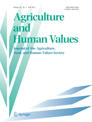 AGRICULTURE AND HUMAN VALUES 期刊封面