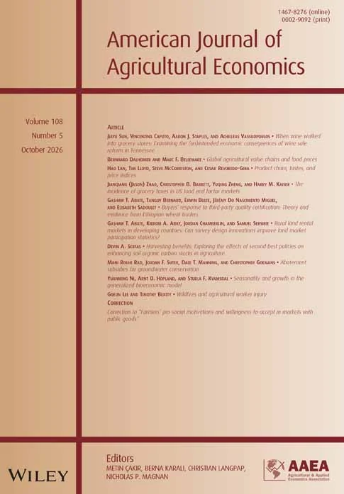 AMERICAN JOURNAL OF AGRICULTURAL ECONOMICS 期刊封面