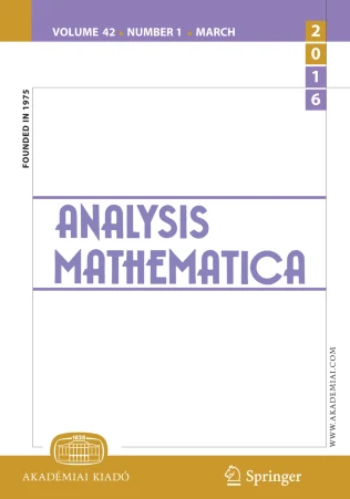 Analysis Mathematica journal cover