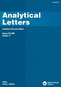 ANALYTICAL LETTERS 期刊封面