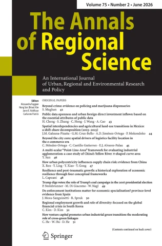 ANNALS OF REGIONAL SCIENCE 期刊封面