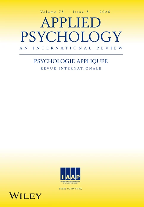 APPLIED PSYCHOLOGY-AN INTERNATIONAL REVIEW-PSYCHOLOGIE APPLIQUEE-REVUE INTERNATIONALE journal cover